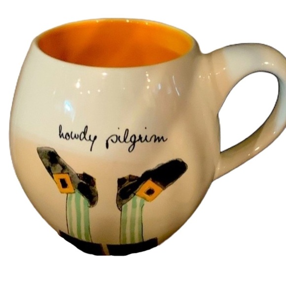 Rae Dunn Howdy Pilgrim Holiday Thanksgiving Coffee Tea Mug‎ - Picture 1 of 3